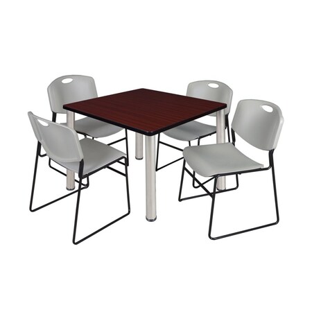 Kee/Zeng Kee Square Table & Chair Set, Wood, Metal, Polypropylene Top TB4242MHBPCM44GY